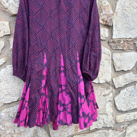 Rhode Womens Ella Printed Dress Short size small Geo Red Purple Long sleeve - Picture 6 of 8